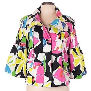 Cache trapeze 3/4 bubble sleeve floral jacket sz M
